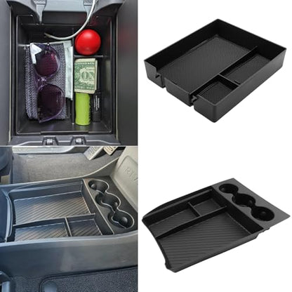 Lower Center Console Organizer Tray with Cup Holder/Armrest Organizer Storage Box Compatible with 2026 2025 2024 2023 2022 Rivian R1s R1t Interior Insert Accessories, Black - 2 Pack - style: Center Console Organizer