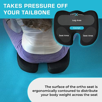 Xtreme Comforts Seat Cushion, Tailbone Relaxer - Coccyx Cushion for Tailbone Pain Desk, Wheelchair & Car Use - Back Support Pillow for Chair