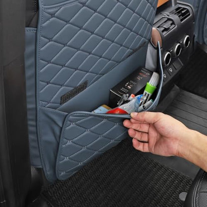 TAIKOO Seat Back Protector + Large Capacity Pocket Storage Organizer,Preventing the Impact of Children Stepping on the Seat Backrest (Blue) - color: Blue