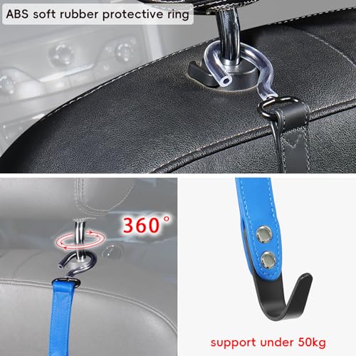 2 Pack Car Hook Holder Leather Headrest Hooks for Purses and Bags,SUS304 Car Hook(Blue) - color: Blue