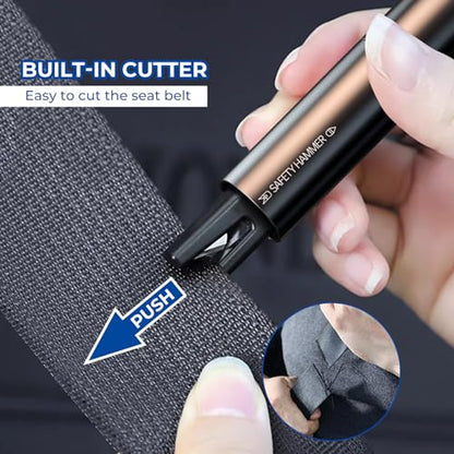 2 Pack Car Safety Hammer Car Window Breaker Seatbelt Cutter Emergency Escape Tool Car Glass Breaker for Land and Underwater Life-Saving Car Safety Kit Essentials Car Accessories (Black+Black) - color: Black+Black