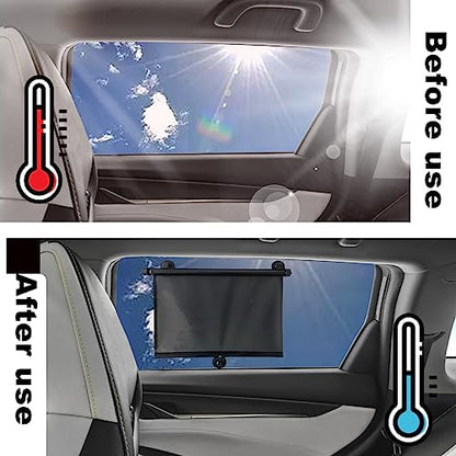 Vrasly 2 Pack Roller Car Side Window Sun Shade, Retractable Car Window Shade for UV and Sun Glare Protection (18"x20") - color: large