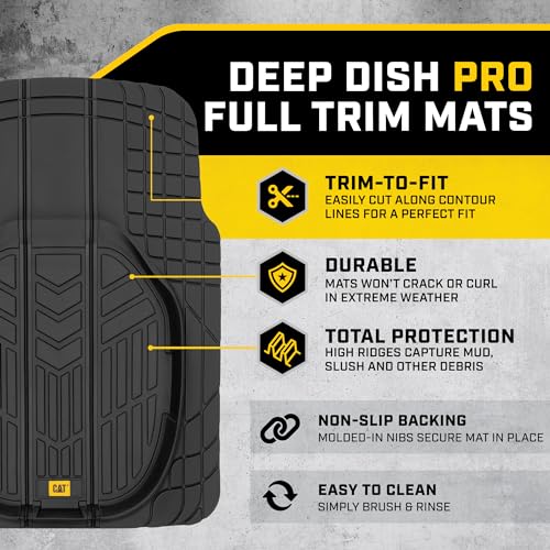 Cat Car Floor Mats for Trucks, Cars - Reservoir Deep Dish All-Weather Car Mats, Waterproof Automotive Floor Liners for Cars Trucks SUV, Universal Car Accessories, Black - style: Deep Dish Reservoir