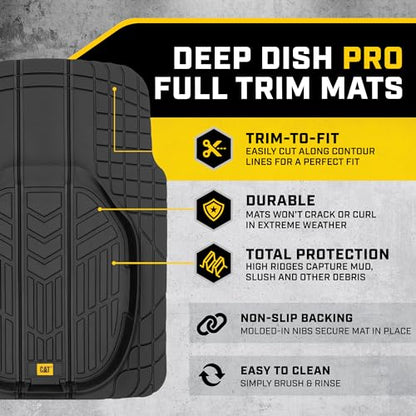 Cat Car Floor Mats for Trucks, Cars - Reservoir Deep Dish All-Weather Car Mats, Waterproof Automotive Floor Liners for Cars Trucks SUV, Universal Car Accessories, Black - style: Deep Dish Reservoir