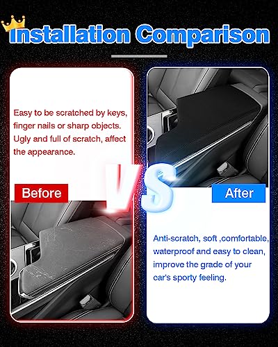 Autorder Center Console Cover for 2023-2025 2026 Cadillac Lyriq Accessories Armrest Cover Anti-Scratch Middle Console Pad Leather Armrest Protector - size: Cadillac Lyriq 2023-2026