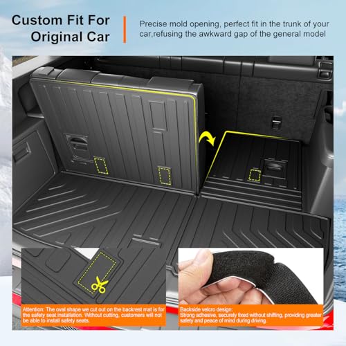 powoq Cargo Mat Compatible with 2009-2015 Honda Pilot Trunk Mat Cargo Liner Backrest Liner TPE Replacement for 2009-2011 2012 2013 2014 2015 Honda Pilot Accessories (Trunk Mat with Backrest Mats) - size: Compatible With Honda Pilot | 2009-2015