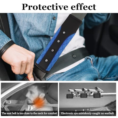 Hovom 2PCS Bling Car Seat Belt Cover Pad, Leather Seatbelt Covers for Cars, Soft Safety Seatbelt Shoulder Strap Covers, Rhinestone Auto Seat Belt Protector Cushion for Women Girls (Blue) - color: Blue