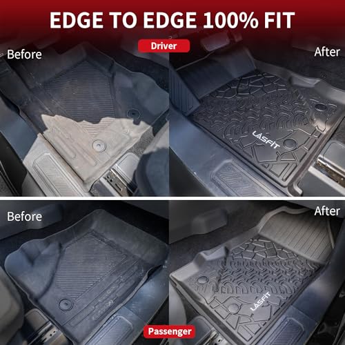 LASFIT Floor Mats & Cargo Liner for Ford Bronco 4-Door Carpet Floor Only 2026 2025 2024 2023 2022 2021 All Weather TPE SUV Trunk Mat Custom Fit Cargo Area Mat, 1st+2nd Row+Trunk Liner Full Set - style: 4) Bronco 4-door| 21-25 | Combo Set Carpet Floor