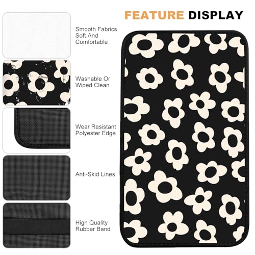 Car Center Console Cover,White Flowers Auto Center Console Pad,Armrest Cover Protector for Vehicle SUV Truck Car - color: White Flowers