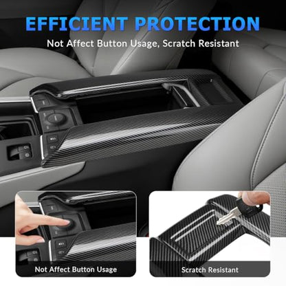 INTGET Armrest Box Trim Cover for 2026 Toyota Grand Highlander Accessories 2024 2025 ABS Carbon Fiber Center Console Storage Box Panel (Armrest Lid Cover, Carbon Fiber Pattern) - color: Armrest Lid Cover