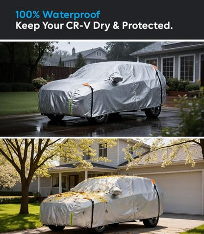 Wigoo Honda CR-V Car Cover Accessories 1997-2026, Custom Fit Waterproof All Weather Outdoor Indoor Full SUV Cover, Windproof Sun UV Rain Snow Dust Protection, Door Zipper, Reflective Strips - size: For Honda Crv (1997-2026)
