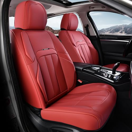 Coverado Car Seat Cover, Cover for Cars Front Seat, Premium Leather, Universal Fit Waterproof Seat Protectors, Car Seat Cushion Non-Slip for Most Cars-Red - color: Red, size: Front Pair