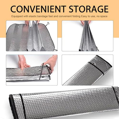 Accordion Foldable Windshield Sun Shade, Reflective Sunlight Highly Effective Cooling Heat Insulation Sunshade, Convenient to Stow Summer Accessories, Suitable for Most Cars (Silver #M) - size: 1 Pc #M