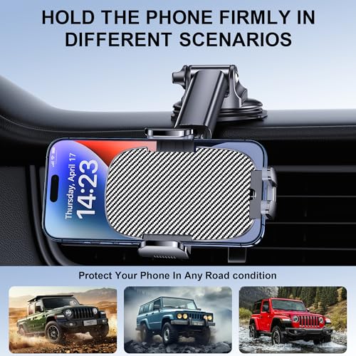 GUWEZ Phone Holder Car Mount for iPhone [Powerful Suction] Phone Mount for Car Dashboard Windshield Air Vent Universal Accessories [Thick Cases Friendly] Automobile Phone Holder Fit iPhone Smartphone - style: Windshield/Dashboard/Vent