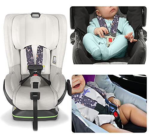 DILIMI Baby Car Seat Neck Cover, 2Pcs Carseat Belt Cover Pad, Shoulder Strap Protectors, Seat Belt Covers Cushion for Boy Girl (Grey Flower Deer) - color: Grey Flower Deer