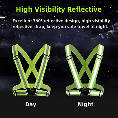 Reflective Vest, High Visibility Safety Vest Straps Reflective Gear for Night Running Walking Cycling for Men Women Kids - color: Green+blue