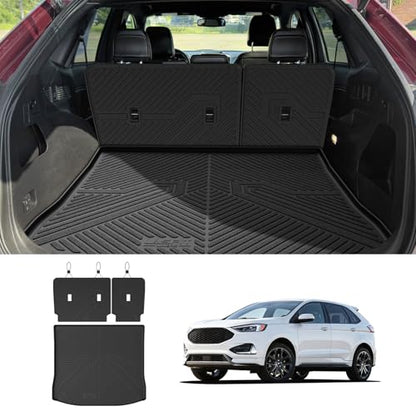 LASFIT Floor Mats&Cargo Backrest Mat for Ford Edge 2015-2024,Costom Fit All Weather Protection TPE Easy Clean Floor Liners, Keep Your Car Trunk Clean and Tidy,1pcs. - style: 10) Edge| 15-24 | Cargo&Seatback
