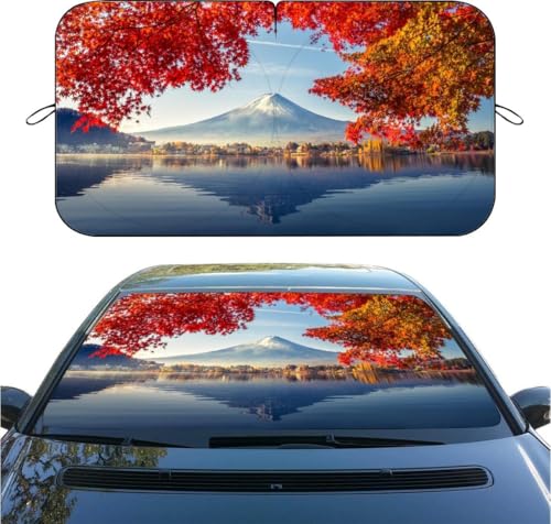 Autumn Mount Fuji Car Windshield Sunshade, UV Heat Reflector Sun Visor Protector, Foldable Car Sun Shade, Universal Automotive Car Accessories for SUV Truck Van,59" L X 31.5" W - color: color 1