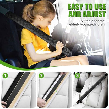 WSSROGY 24 Inch Long Car Seatbelt Cover, Soft Comfort Seatbelt Protector Pads Strap Protecting Neck Shoulder Clothes for Car SUVS Truck (Black) - color: Black