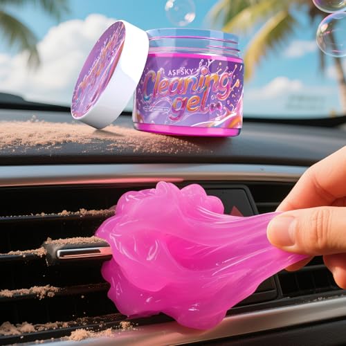 ASFSKY Car Cleaning Gel (Purple,Grape) Dust Cleaning Putty Universal Car Interior Cleaner Keyboard Dust Remover Car Slime Gifts for Men Women Girl（1 Pack） - color: Light purple