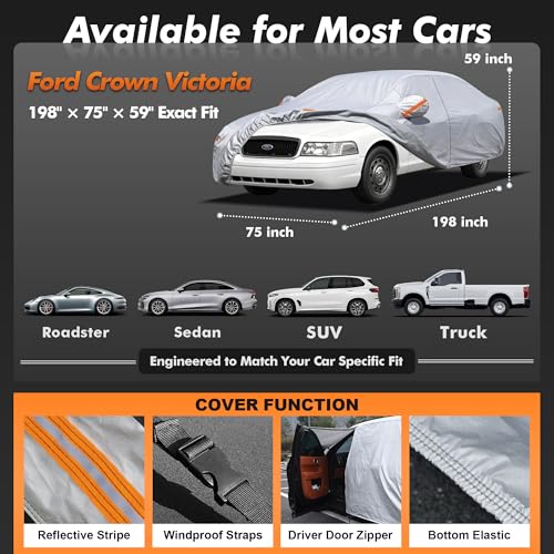 Car Cover Waterproof All-Weather,Heavy-Duty Outdoor Full Exterior Automobiles Sedan/Coupe (Length 209-218 inch) with Windshield Sun Shade Universal Fit Ford Crown Victoria, Cadillac DTS etc - size: Fit Sedan Length 209-218 inch(3XXXL)