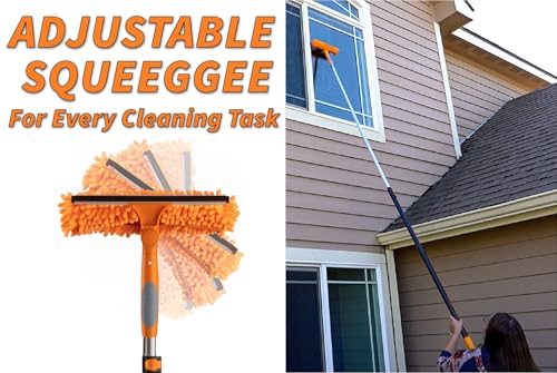 5-18 ft Window Washing Kit (24+ Foot Reach) // Window Cleaning Tool & Window Washer Squeegee with Telescopic Extension Pole // Best Indoor Outdoor Equipment - size: 18 feet