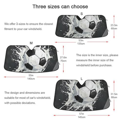 Windshield Sun Shade Soccer Ball Front Window Block UV Shades Visor Reflective Retractable for Car SUV Trucks, c539s1091 - color: F004