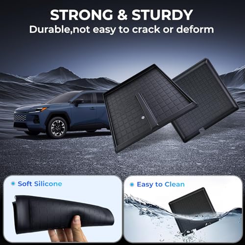 Wireless Charging Protective Mat & Center Console Storage Protective Mat for Toyota RAV4 2026, Interior Accessories Silicone Anti-Slip Console Cover Pad for 2026 RAV 4, Black - style: Fits for Toyota RAV4 2026, D