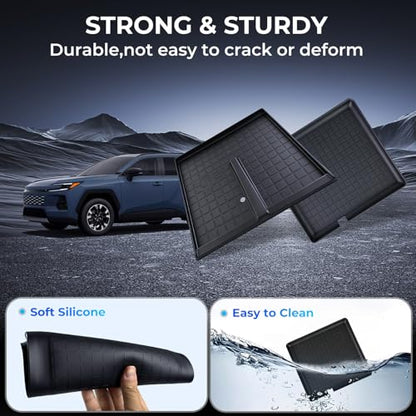 Wireless Charging Protective Mat & Center Console Storage Protective Mat for Toyota RAV4 2026, Interior Accessories Silicone Anti-Slip Console Cover Pad for 2026 RAV 4, Black - style: Fits for Toyota RAV4 2026, D