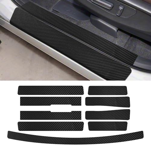 Bilisin 9PCS Car Door Sill Protector Compatible with Honda CRV 6th Gen 2023-2025,Carbon Fiber Leather Auto Trunk Door Sill Entry Guard Scratch Protector Accessories - size: for 6th Gen 2023-2025