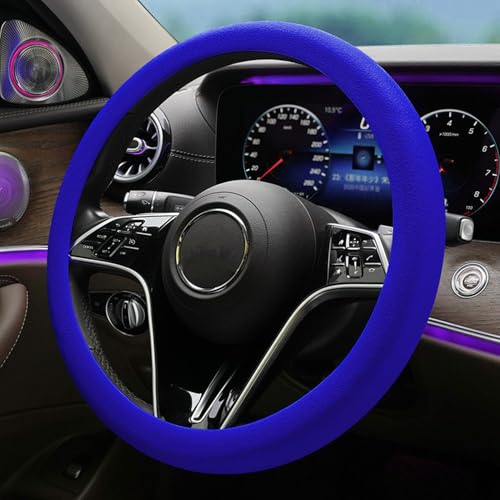 Stretchy Silicone Car Steering Wheel Cover - Universal Fit for Most Cars,Anti Slip Odorless Stretchy Steering Wheel Cover, Fit 14''/15''/16'' Steering Wheel Grip - color: Blue