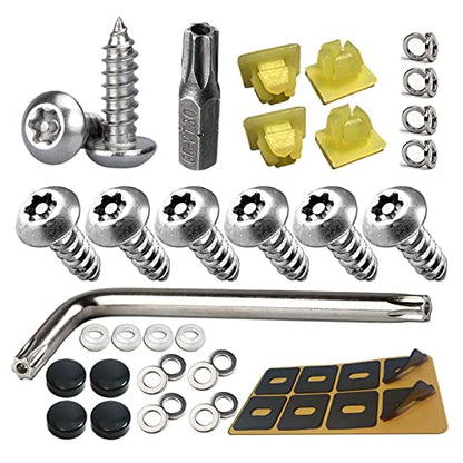 Aootf Anti Theft License Plate Screws - Stainless Steel Tamper Resistant Car Tag Frame Fasteners | Security Tapping Screws | Qty 8 - size: Black Self-tapping Screws - 8 Count