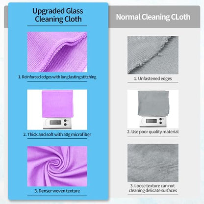 Microfiber Cleaning Cloth - 10 Pack Glasses Cleaning Cloth, 16" x 14" Window Cleaning Rags, Streak Free Lint Free Polishing Cloths Wipes for Eye Glass, Stainless Steel, Windshield, Purple - color: Purple, size: 10 Pk-16" X 14"