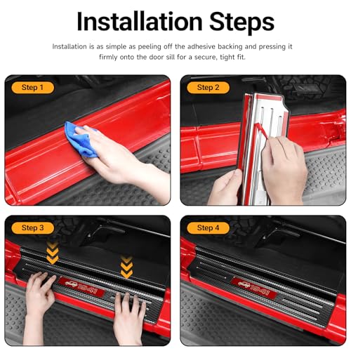 Upgraded Door Sill Guards Compatible with Jeep Wrangler JL JLU 2018-2025 2026 & Gladiator JT 2020-2025 2026 Accessories Stainless Steel Front Door Entry Guard (2PCS Carbon Fiber) - size: 2-Door Carbon Fiber