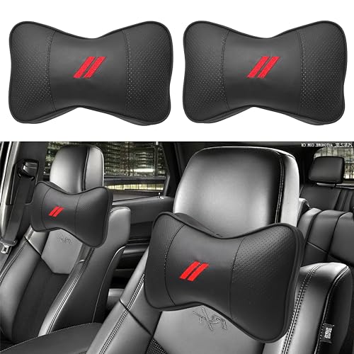 YOSRTER 2 PCS Neck Pillow for Dodge Charger Challenger Durango Journey Universal Fit to All Dodge Comfortable Soft Driving Seat Headrest Pillow Removable Neck Support for Dodge Accessories（Red Trim） - color: Red Trim