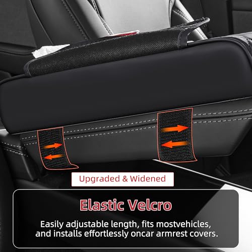 5 in 1 Car Center Console Cover, Armrest Pad with 2 Storage Pockets, Cup Holder, Tissue Box Slot, Phone Holder, Universal Car Interior Organizer (Black) - color: Black