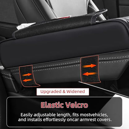5 in 1 Car Center Console Cover, Armrest Pad with 2 Storage Pockets, Cup Holder, Tissue Box Slot, Phone Holder, Universal Car Interior Organizer (Black) - color: Black