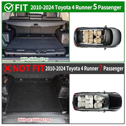 powoq Cargo Mat Compatible with 2010-2024 Toyota 4Runner Trunk Mat Replacement for 2010-2024 Toyota 4Runner Accessories 5 Seater-No 3rd seat (Fit W/Sliding Tray, Trunk Mat+Backrest Mats) - size: Compatible with 4Runner W/Sliding Tray| 2010-2024