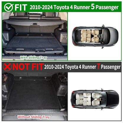 powoq Cargo Mat Compatible with 2010-2024 Toyota 4Runner Trunk Mat Replacement for 2010-2024 Toyota 4Runner Accessories 5 Seater-No 3rd seat (Fit W/Sliding Tray, Trunk Mat+Backrest Mats) - size: Compatible with 4Runner W/Sliding Tray| 2010-2024
