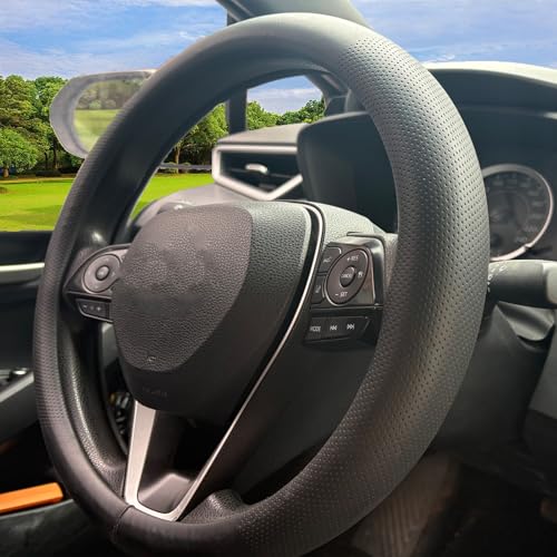 Car Leather Steering Wheel Cover for Toyota Tacoma Camry Rav4 Corolla Highlander Avalon Sienna Tundra Chevy Accessories 2026 1983-2026 Breathable Premium Leather, Anti-Slip Odorless Steering Wheels