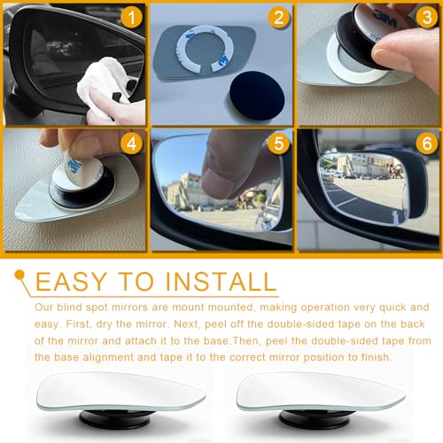 2PCS Blind Spot Mirror, Side Mirror Blindspot, Adjustable Wide Angle Convex Side Rearview Mirrors, Car Exterior Accessories HD Glass Frameless Convex Rearview Universal for Sedan SUV Truck