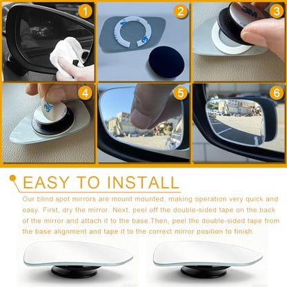 2PCS Blind Spot Mirror, Side Mirror Blindspot, Adjustable Wide Angle Convex Side Rearview Mirrors, Car Exterior Accessories HD Glass Frameless Convex Rearview Universal for Sedan SUV Truck
