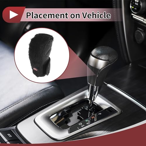 1 Pc Gear Shift Knob Cover Decoration Stick Shifting Handle Protector 12x5cm/4.72"x1.97" Black Faux Leather
