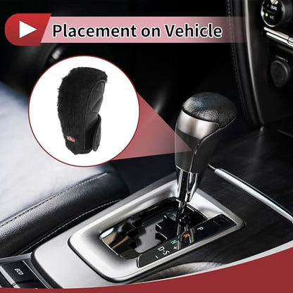 1 Pc Gear Shift Knob Cover Decoration Stick Shifting Handle Protector 12x5cm/4.72"x1.97" Black Faux Leather