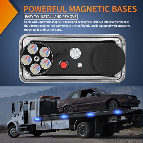 Nilight 2PCS Blue Strobe Magnetic Lights Portable Warning Hazard Light Surface Mount Waterproof 5 Patterns for 12V 24V Off Road Eergency Vehicles - color: 42LED Blue