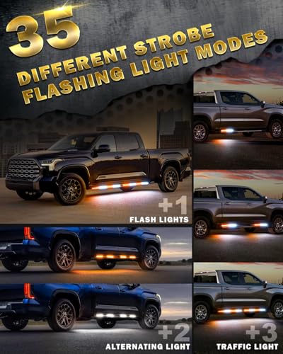 LUMENIX 70 Inch Emergency Running Board Rigid Strobe Lights Strip Bar 864 LED Flashing Warning Safety Light with Controller for Construction Vehicles Work Commercial Trucks Pickups Cars - Amber White - color: Amber and White