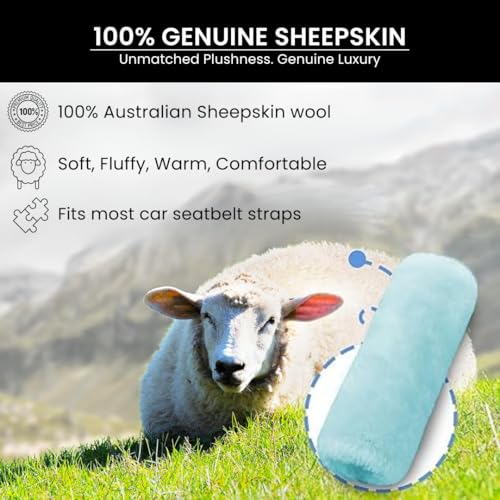 Andalus Genuine Sheepskin Car Seat Belt Cover Pad – Soft Fuzzy, Comfy Fluffy Seatbelt Covers, Shoulder Pad Neck Cushion Protector, Car Accessories for Woman, Man, Girl (Mint Green, 2-Pack) - color: Mint Green