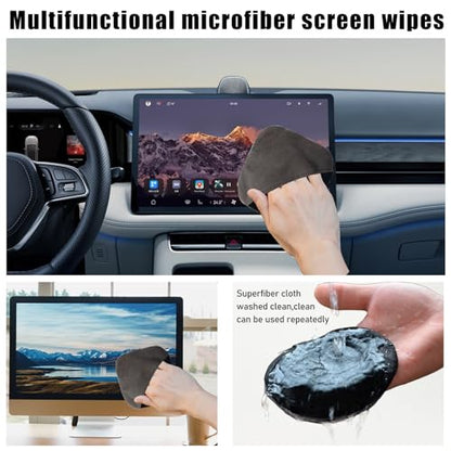 Ohleats Car Screen Cleaner, Microfiber Auto Screen Cleaning Pad, Foldable Touch Screen Cleaner Cloth for Vehicle Dashboard LCD Display, Interior Car Accessories - color: Square,1Pcs