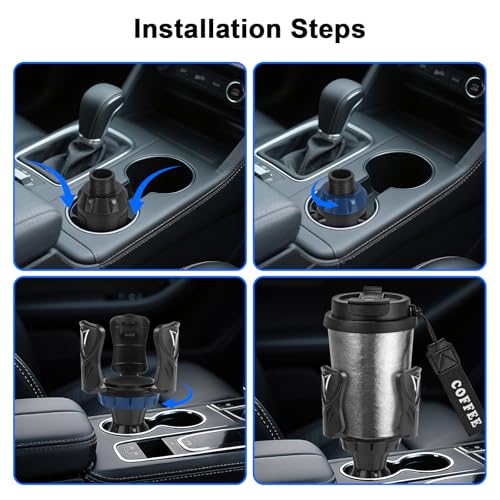 Car Cup Holder Expander, Large Cup Holder Adapter for Car, Water Bottle Holder Extender, Adjustable Drink Holder for Car Fits Yeti, Hydro Flask 24/32oz, Black