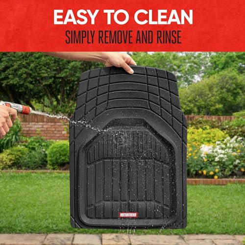Motor Trend 943-BK FlexTough Defender Car Floor Mats -Next Generation Deep Dish Heavy Duty Contour Liners for Car SUV Truck & Van-All Weather Protection, Trim to Fit Most Vehicles Black - color: Black, style: FlexTough NextGen